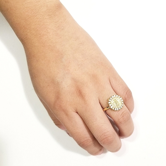 Guadalupe Adjustable Women's Ring. 14K Gold Plated.  New - Picture 3 of 9